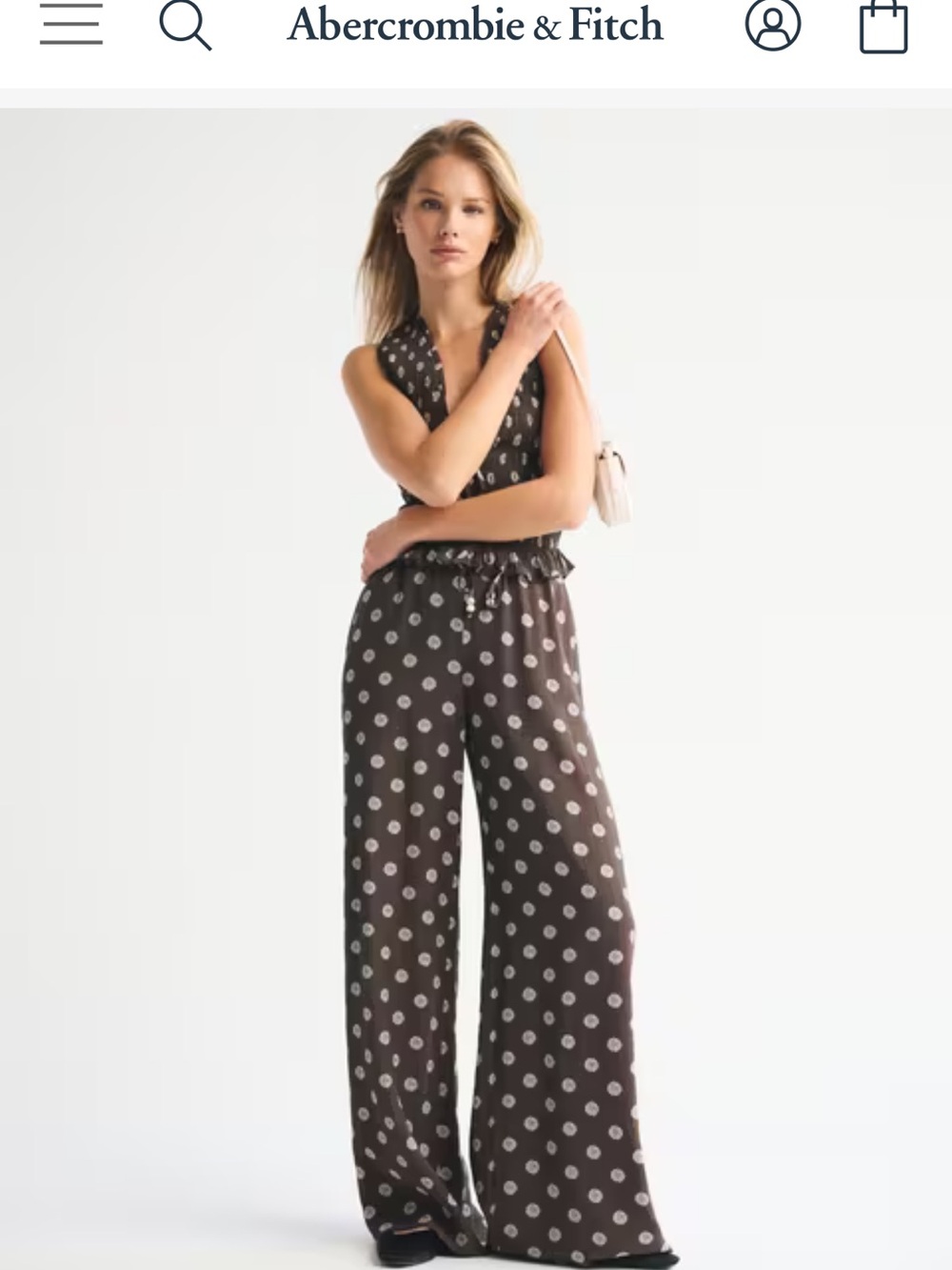 Abercrombie & Fitch Crinkle Textured Wide Leg Pull-On Pants Medium - Picture 7 of 9